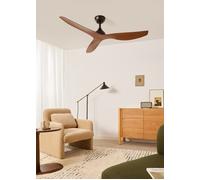 WIND BALANCE - Ventilateur De Plafond 40W Silencieux Ø132 Cm Sans Lumière & Télécommande & M (Ø132cm) (pièces 10m²-25m²) & Noir / Effet Bois Foncé