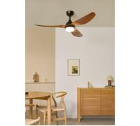 WIND BALANCE - Ventilateur De Plafond 40W Silencieux Ø132 Cm Télécommande & M (Ø132cm) (pièces 10m²-25m²) & Avec Lumière & Noir / Effet Bois Foncé