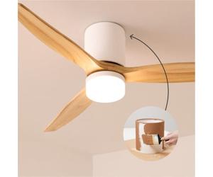 WIND CALM CONCRETE - Ventilateur De Plafond 40W Silencieux Ø132cm 100?% Bois Avec Un Boîtier En Plâtre Personnalisable Télécommande