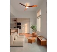 WIND CALM CUSTOM RATTAN - Ventilateur De Plafond 40W Silencieux Ø132 Cm Avec Éclairage LED Dans Le Corps Et La Lampe Télécommande