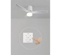 WIND CALM LINE M - Ventilateur de plafond 40W silencieux Ø132 cm 100% bois avec eclaraige avec contrôleur mural Blanc G