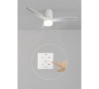 WIND CALM LINE M - Ventilateur de plafond 40W silencieux Ø132 cm 100% bois avec eclaraige avec contrôleur mural Blanc G