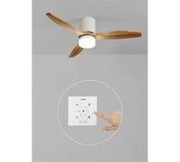 WIND CALM LINE M - Ventilateur de plafond 40W silencieux Ø132 cm 100% bois avec eclaraige avec contrôleur mural Blanc G