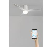 WIND CALM LINE M - Ventilateur de plafond 40W silencieux Ø132 cm 100% bois avec eclaraige avec wifi Blanc G