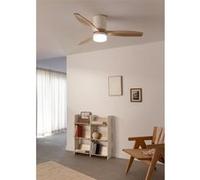 WIND CALM LINE M - Ventilateur de plafond 40W silencieux Ø132 cm 100% bois avec eclaraige sans wifi Blanc G
