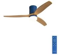 WIND CALM M - Ventilateur de plafond silencieux 40W avec pales techniques en ABS Ø132cm avec eclaraige sans wifi Bois clair G
