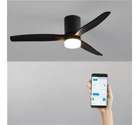 CREATE / WINDCALM M/Ventilateur de plafond ABS avec lumière Wifi et télécommande noir / 40W, Silencieux, Ø132 cm, 6 vitesses, minuterie, été-hiver, double hauteur, moteur DC
