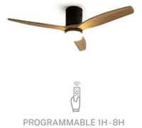 WIND CALM M - Ventilateur de plafond silencieux 40W avec pales techniques en ABS Ø132cm avec eclaraige sans wifi Noir G
