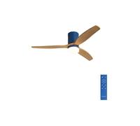 CREATE / WINDCALM M/Ventilateur de plafond ABS avec lumière bleu cobalt, pales effet bois clair et télécommande / 40W, Minuterie, Ø132 cm, 6 vitesses, 3 températures de lumière, fonction été-hiver