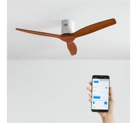 CREATE / WINDCALM NATURAL WOOD M/Ventilateur de plafond blanc pales bois foncé avec WiFi et télécommande / 40W, Minuterie, Ø132 cm, silencieux, 6 vitesses, fonction été-hiver