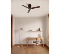 WIND CALM NATURAL WOOD - Ventilateur De Plafond 40W Silencieux 100% Bois Sans Lumière & Télécommande & S (Ø112cm) (pièces ≤10m²) & Noir / Bois Noyer