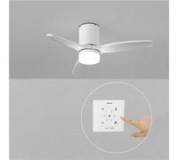 WIND CALM S - Ventilateur de plafond silencieux 40W avec pales techniques en ABS Ø112 avec eclaraige avec contrôleur mural Blanc G