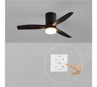 WIND CALM S - Ventilateur de plafond silencieux 40W avec pales techniques en ABS Ø112 avec eclaraige avec contrôleur mural Noir G