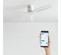CREATE / WINDCALM M/Ventilateur de plafond ABS avec Wifi et télécommande blanc pales blanches / 40W, silencieux, Ø132 cm, 6 vitesses, minuterie 1 à 4 heures, moteur DC, fonction été-hiver