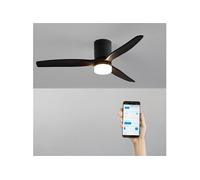 CREATE / WINDCALM M/Ventilateur de plafond ABS avec lumière Wifi et télécommande noir / 40W, Silencieux, Ø132 cm, 6 vitesses, minuterie, été-hiver, double hauteur, moteur DC