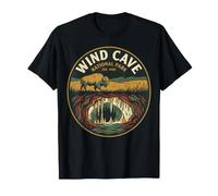 Wind Cave National Park Badge Vintage Bison and Cave Circle Badge T-Shirt