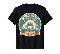 Wind Cave National Park Explore The Depths Badge rétro Motif Bison T-Shirt
