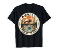 Wind Cave National Park South Dakota Retro Bison Cave Emblème T-Shirt