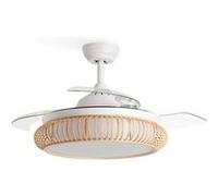 CREATE Ventilateur de plafond WIND CLEAR RATTAN Silencieux Pales rétractables LED 36W