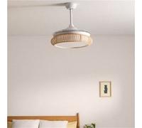 WIND CLEAR RATTAN - Ventilateur de plafond silencieux 40W Ø108cm lames rétractables avec éclairage LED de 36W - Blanc G