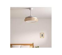 WIND CLEAR RATTAN - Ventilateur de plafond silencieux 40W Ø108cm lames rétractables avec éclairage LED de 36W - Blanc G