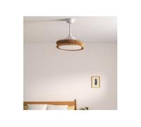 WIND CLEAR RATTAN - Ventilateur de plafond silencieux 40W Ø108cm lames rétractables avec éclairage LED de 36W - Blanc G