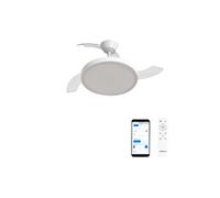 WIND CLEAR STUDIO M - Ventilateur de plafond 40W silencieux avec pales rétractables et eclaraige LED, Ø108 cm avec eclaraige avec wifi