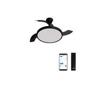 WIND CLEAR STUDIO M - Ventilateur de plafond 40W silencieux avec pales rétractables et eclaraige LED, Ø108 cm avec eclaraige avec wifi