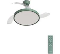 WIND CLEAR STUDIO M - Ventilateur de plafond 40W silencieux avec pales rétractables et eclaraige LED, Ø108 cm avec eclaraige sans wifi Transparent G
