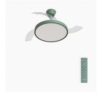 WIND CLEAR STUDIO S - Ventilateur de plafond 40W silencieux avec pales rétractables et eclaraige LED, Ø91cm avec eclaraige sans wifi Transparent G