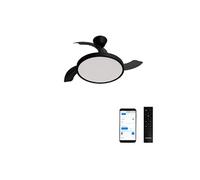WIND CLEAR STUDIO S - Ventilateur de plafond 40W silencieux avec pales rétractables et eclaraige LED, Ø91cm avec eclaraige avec wifi