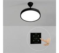 WIND CLEAR STUDIO S - Ventilateur de plafond 40W silencieux avec pales rétractables et eclaraige LED, Ø91cm avec eclaraige avec contrôleur mural Noir G