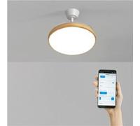 CREATE / WIND CLEAR STUDIO S/Ventilateur de plafond avec lumière blanc et bois clair avec Wifi et télécommande / 40W, Ø 91 cm, pales rétractables, 3 températures de lumière, fonction été-hiver