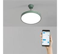 CREATE WIND CLEAR STUDIO M/Ventilateur de plafond avec lumière verte sage avec Wi-Fi et télécommande, 40 W, minuteur, Ø 108 cm, 6 vitesses, pales rétractables, 3 températures de lumière, fonction été