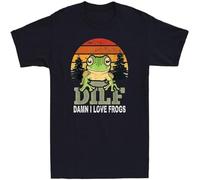 WIND HIBISCUS DILF Damn I Love Frogs Funny Retro Cute Humor Saying Vintage Men's T Shirt Black XXL