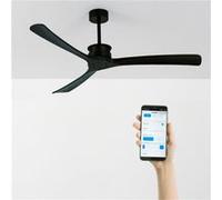CREATE / WINDLARGE/Ventilateur de plafond avec télécommande et Wifi, noir pales noires / 40W, silencieux, Ø152 cm, 6 vitesses, minuterie, 2 hauteurs, moteur DC, fonction été-hiver