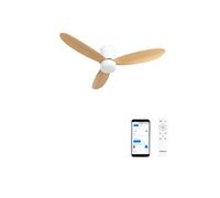 CREATE / WIND LITE/Ventilateur de plafond avec lumière en bois clair avec Wifi et télécommande / 40W, Silencieux, Ø132 cm, 6 vitesses, programmable, fonction été-hiver, lumière LED 3 températures