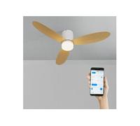 CREATE / WIND LITE/Ventilateur de plafond avec lumière en bois clair avec Wifi et télécommande / 40W, Silencieux, Ø132 cm, 6 vitesses, programmable, fonction été-hiver, lumière LED 3 températures