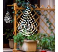 Wind Spinner Outdoor Metal Decorations, Silver Wind Spinners for Yard and Garden,3D Mirror Stainless Steel Hanging Wind Sculptur Chime Indoor Outdoor Garden Decoration Worth Gift (Drop)