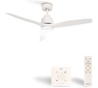 CREATE / WINDSTYLANCE NATURAL WOOD/Ventilateur de plafond avec lumière, contrôleur murale et télécommande, blanc / 40W, Silencieux, Ø132 cm, 6 vitesses, minuterie, été-hiver, double hauteur