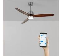 WIND STYLANCE M - Ventilateur de plafond 40W silencieux 100% bois Ø 132 cm avec eclaraige avec wifi Bois foncé G