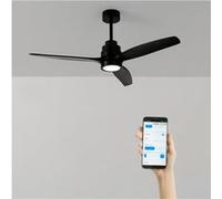 WIND STYLANCE M - Ventilateur de plafond 40W silencieux 100% bois Ø 132 cm avec eclaraige avec wifi Noir G