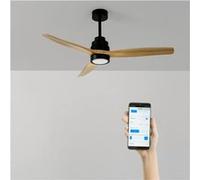WIND STYLANCE M - Ventilateur de plafond 40W silencieux 100% bois Ø 132 cm avec eclaraige avec wifi Noir G