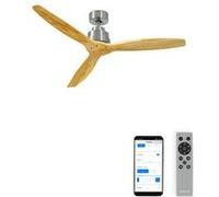 WIND STYLANCE M - Ventilateur de plafond 40W silencieux 100% bois Ø 132 cm sans eclaraige avec wifi Nickel G