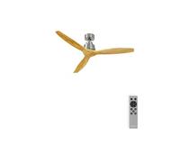 CREATE / WINDSTYLANCE NATURAL WOOD/Ventilateur de plafond avec télécommande, niquel pales bois naturel / 40W, silencieux, Ø132 cm, 6 vitesses, programmable moteur, fonction été-hiver