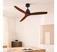 CREATE / WINDSTYLANCE NATURAL WOOD/Ventilateur de plafond avec télécommande, noir pales bois foncé / 40W, silencieux, Ø132 cm, 6 vitesses, programmable, fonction été-hiver