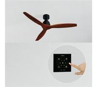 CREATE / WINDSTYLANCE/Ventilateur de plafond avec contrôleur murale et télécommand, noir pales bois foncé / 40W, silencieux, Ø132 cm, 6 vitesses, programmable, fonction été-hiver