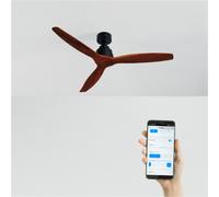 CREATE / WINDSTYLANCE NATURAL WOOD/Ventilateur de plafond avec Wifi et télécommande, noir pales bois foncé / 40W, silencieux, Ø132 cm, 6 vitesses, programmable, fonction été-hiver