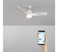 CREATE / WINDSTYLANCE NATURAL WOOD S/Ventilateur de plafond avec lumière blanc avec Wifi et télécommande / 40W, Silencieux, Ø112 cm, 6 vitesses, minuteur, fonction été-hiver, double hauteur