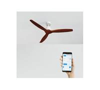 CREATE / WINDSTYLANCE DC/Ventilateur de plafond avec Wifi et télécommande, blanc pales bois foncé / 40W, Silencieux, Ø132 cm, 6 vitesses, minuterie, été-hiver, double hauteur